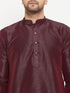 VASTRAMAY Men's Burgundy Silk Blend Kurta
